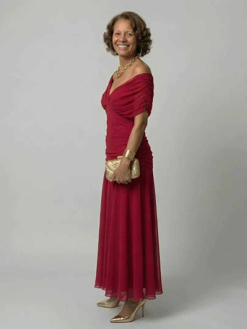 Women's Floral Midi Dress V-Neck Cape Sleeve Wedding Guest