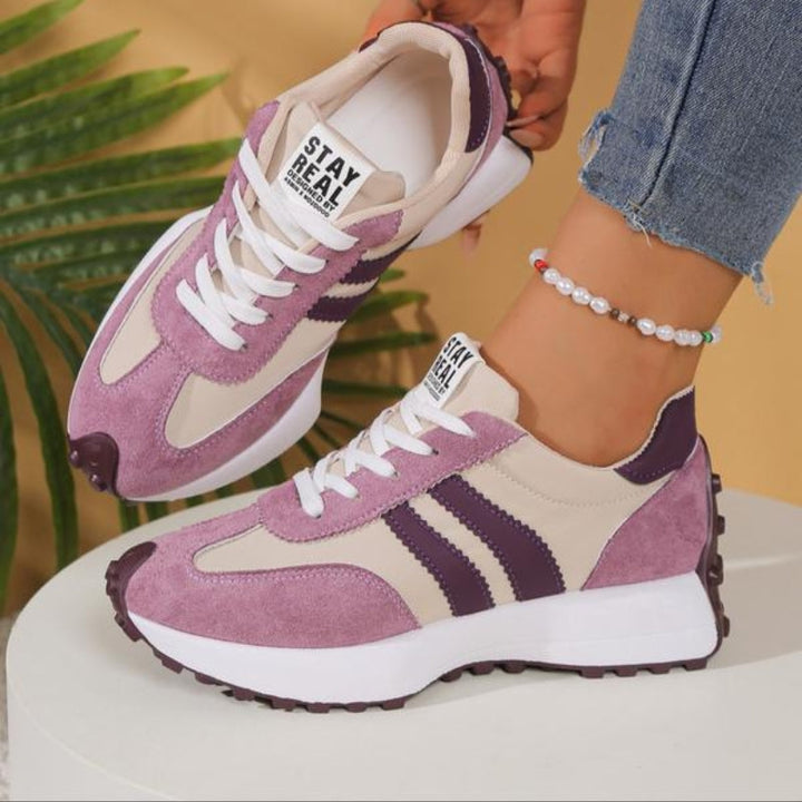 Women’s Lace-Up Sneakers with Low-Cut Design and Textured Sole