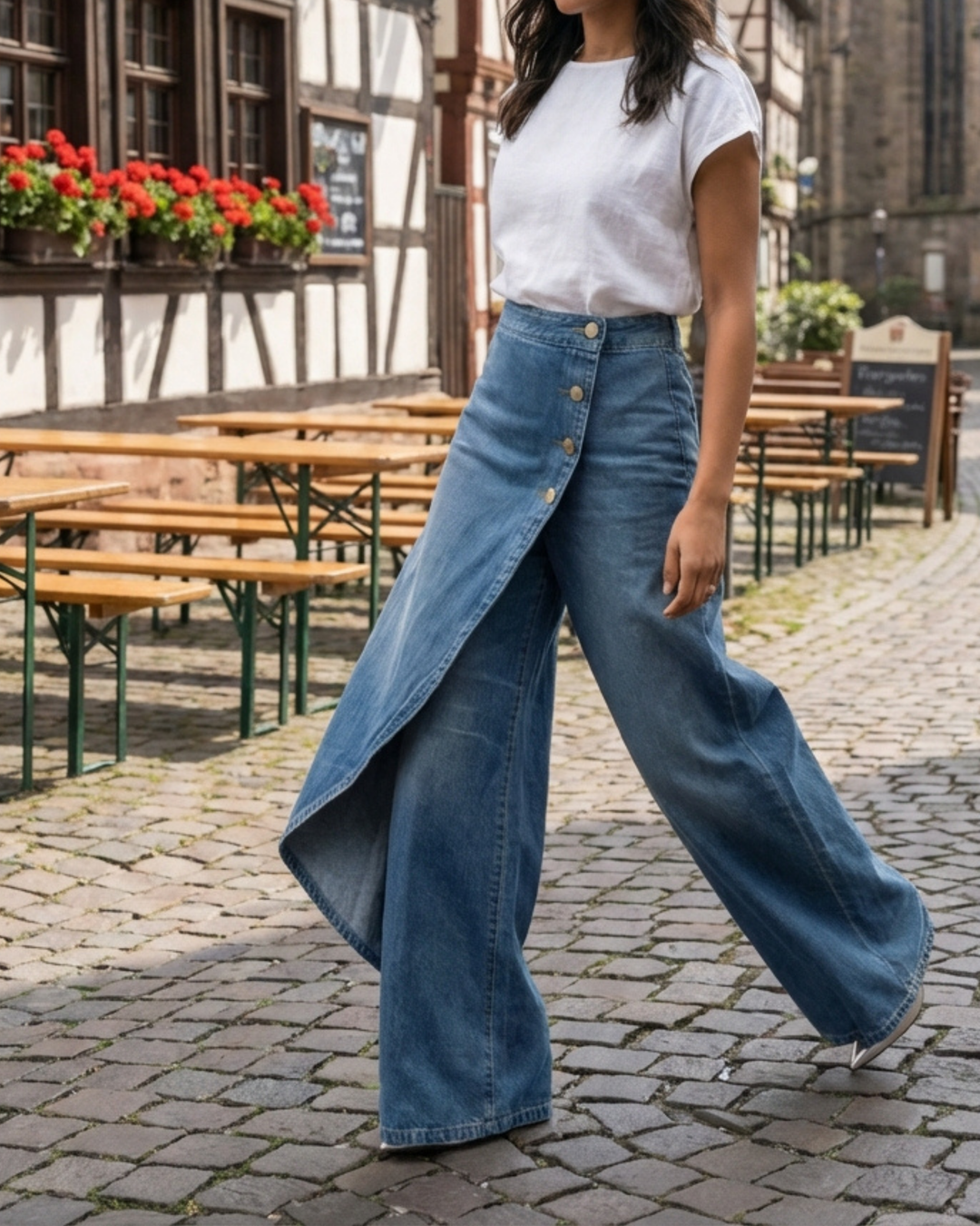Veronica - Slim Fit Denim Wrap Jeans