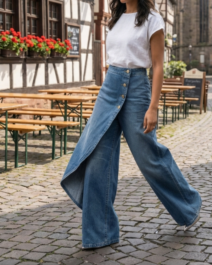 Veronica - Slim Fit Denim Wrap Jeans