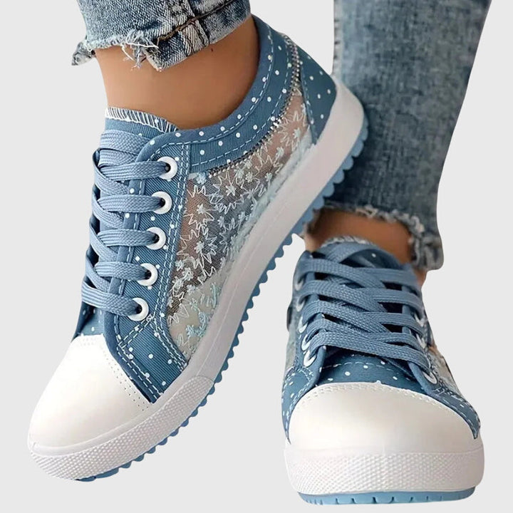 Women's Orthopedic Lace-Up Floral Mesh Detail Shoes