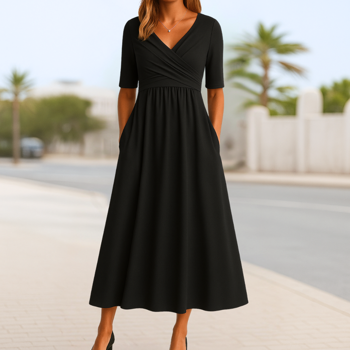 Madeline | Crossed Dress with Short Sleeves