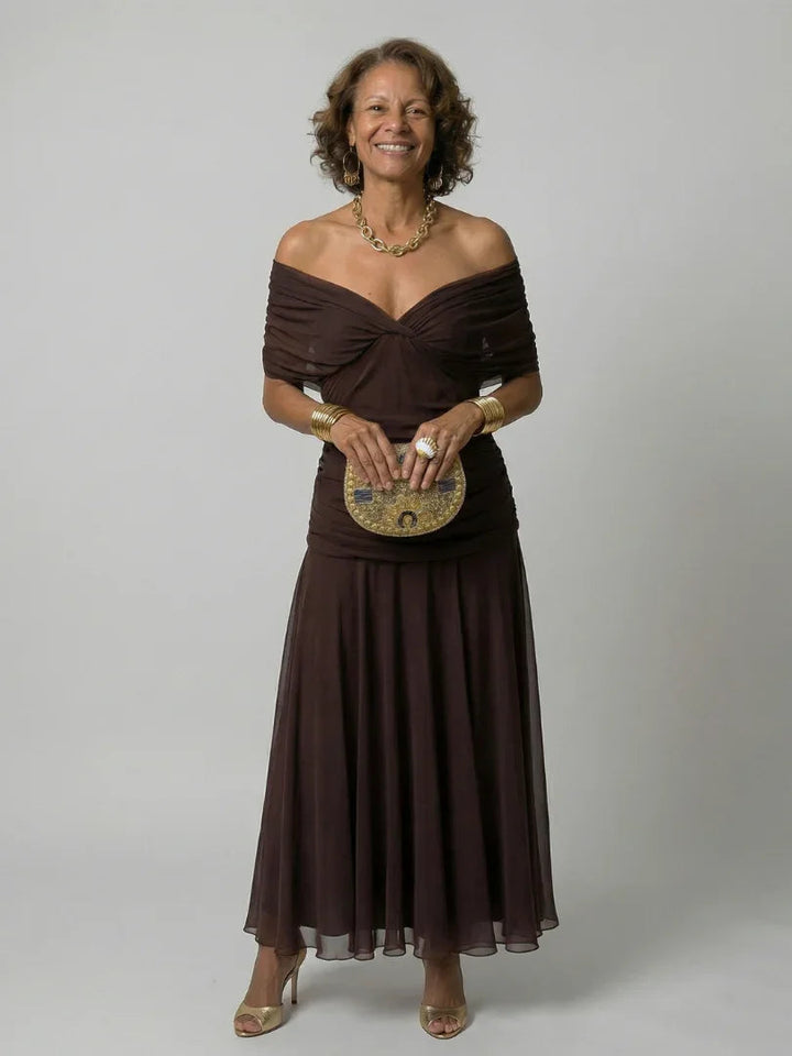 Women's Floral Midi Dress V-Neck Cape Sleeve Wedding Guest