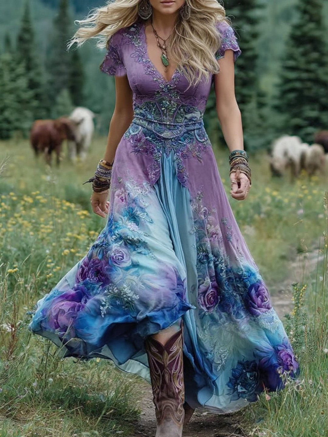 Ava | Gradient Floral Maxi Dress