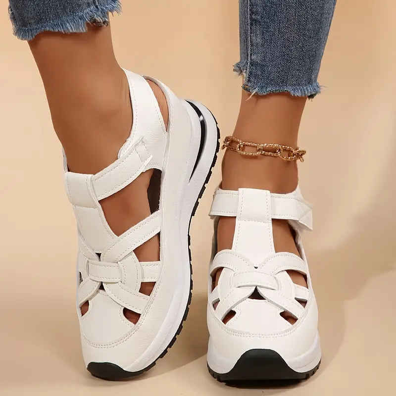 Women's Orthopedic Cutout Platform Sandals Velcro Closed Toe