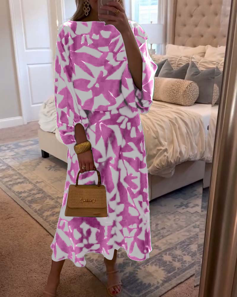 Ashley | Two-Piece Printed Set with Lantern Sleeves