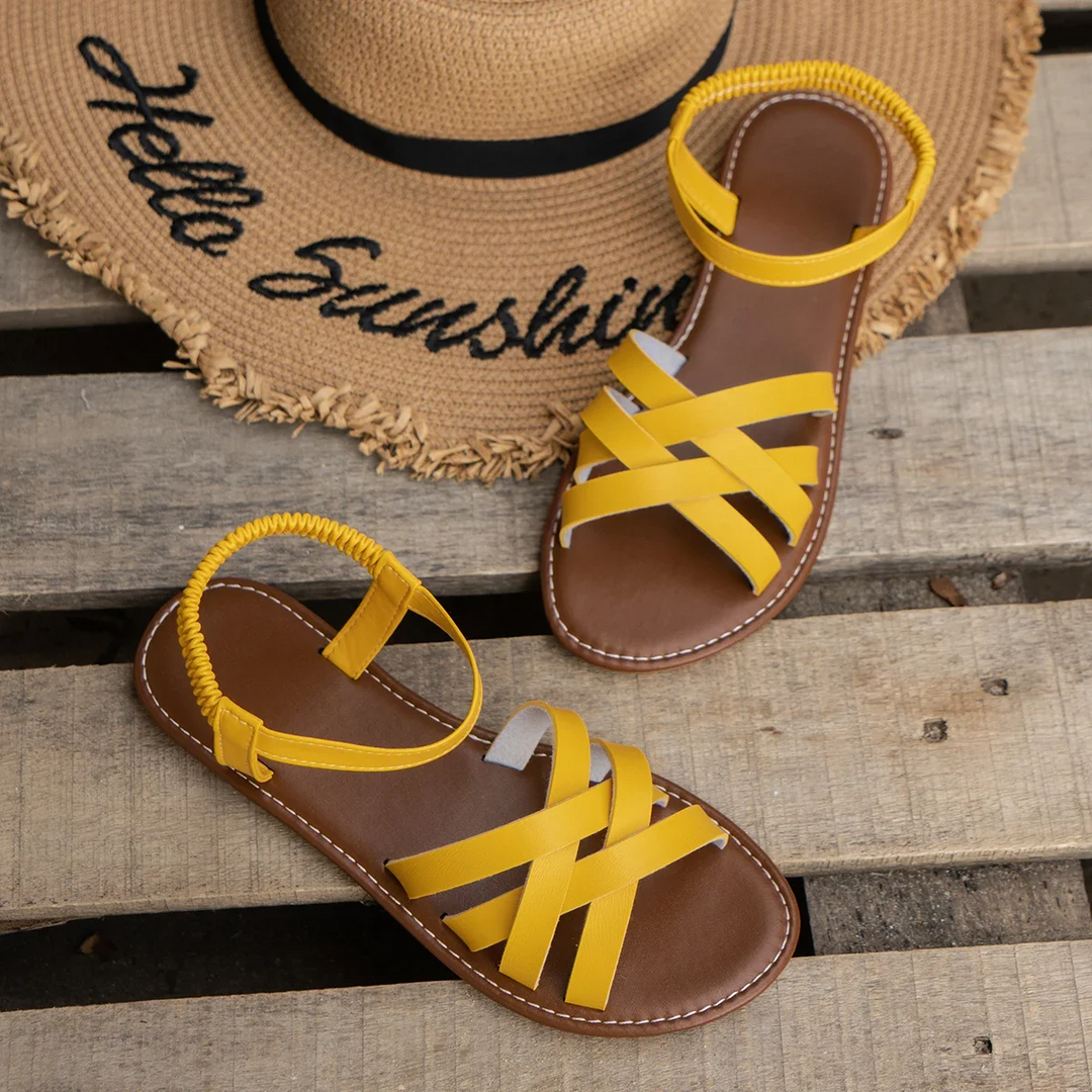 Women's Orthopedic Cross Strap Flat Ankle Strap Sandals