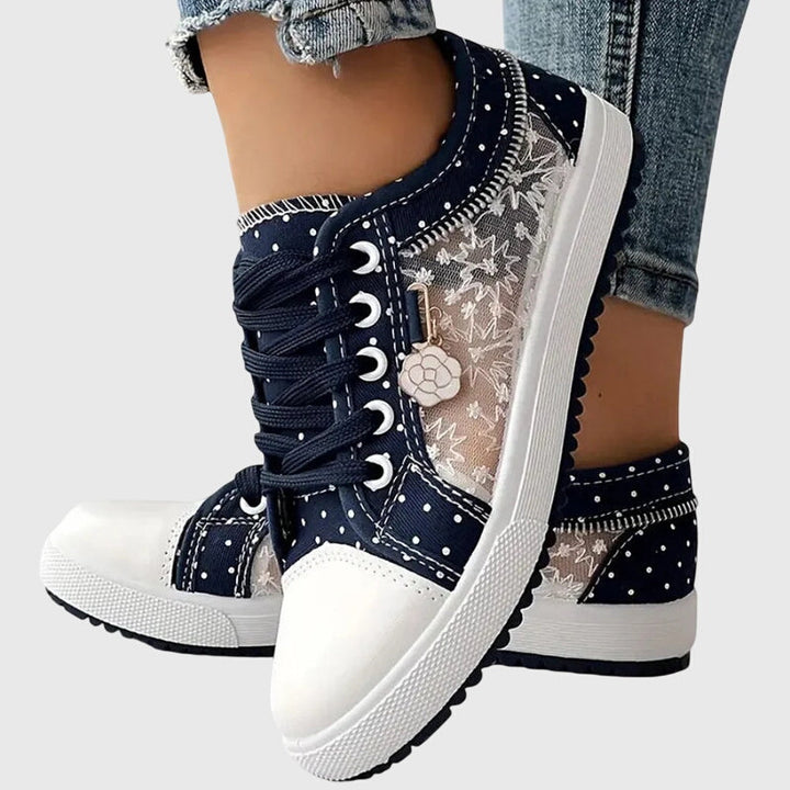 Women's Orthopedic Lace-Up Floral Mesh Detail Shoes