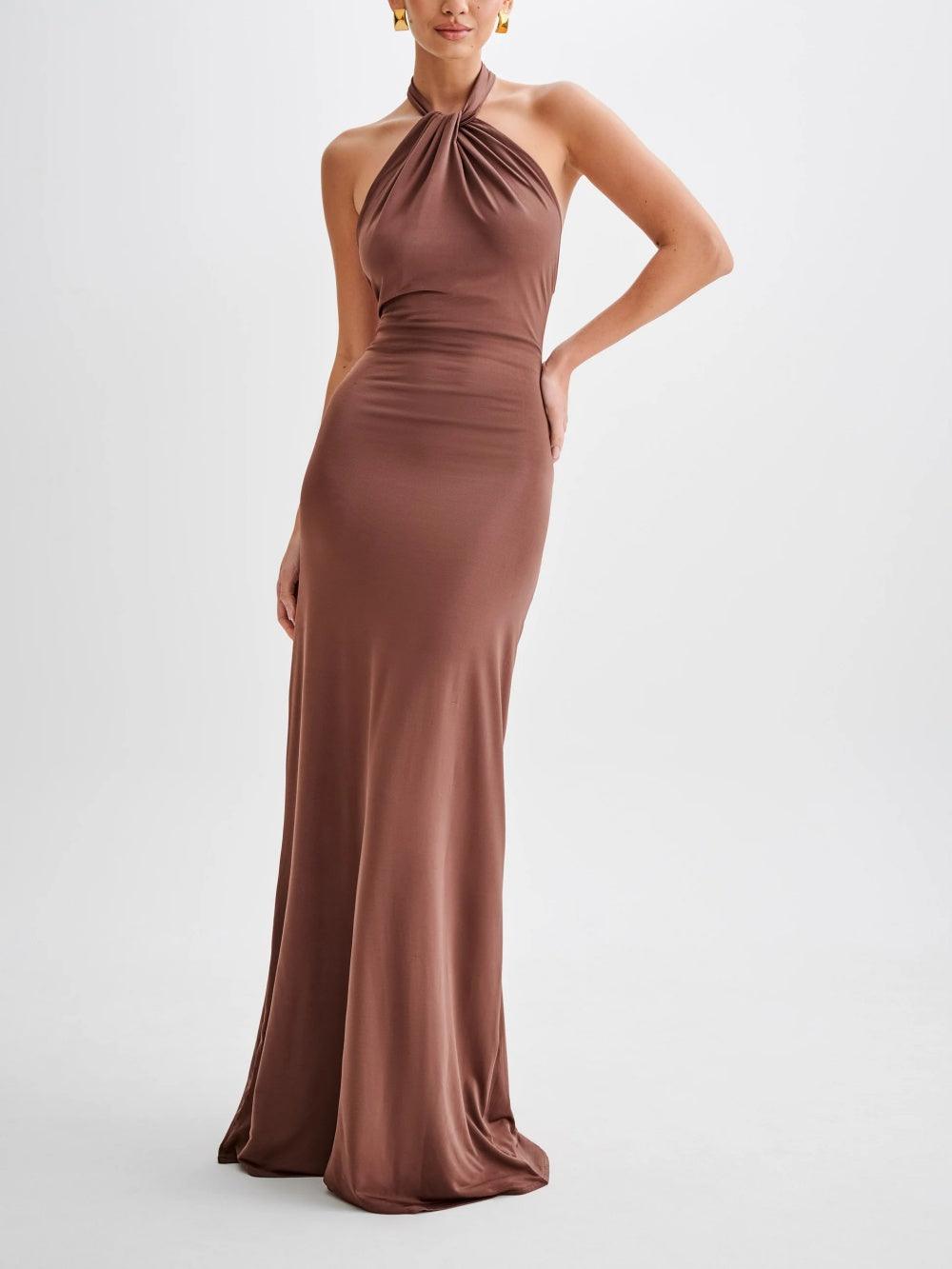 Kendra | Slinky Halter Maxi Dress