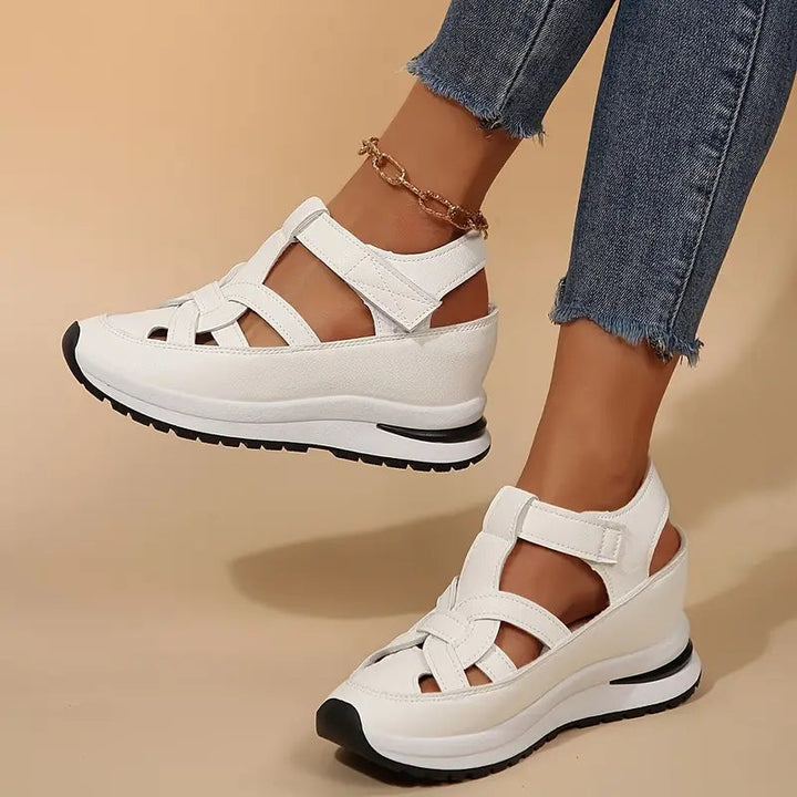 Women's Orthopedic Cutout Platform Sandals Velcro Closed Toe