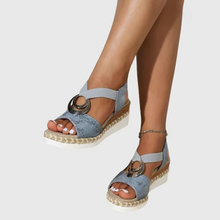 Women's Orthopedic Espadrille Wedge Sandals Metallic Trim