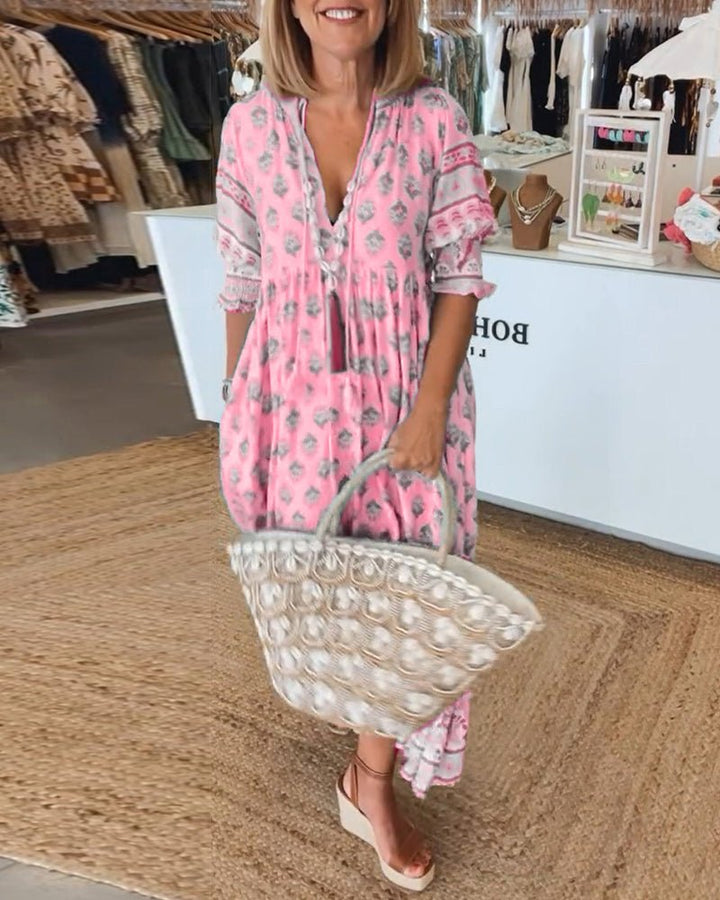 Audrey | Boho Midi Tassel Dress