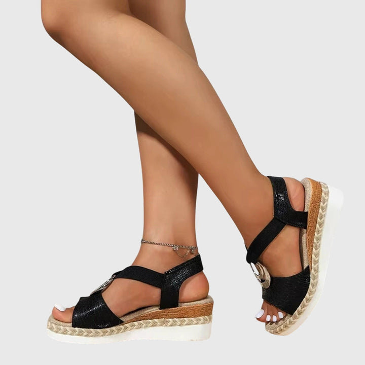 Women's Orthopedic Espadrille Wedge Sandals Metallic Trim