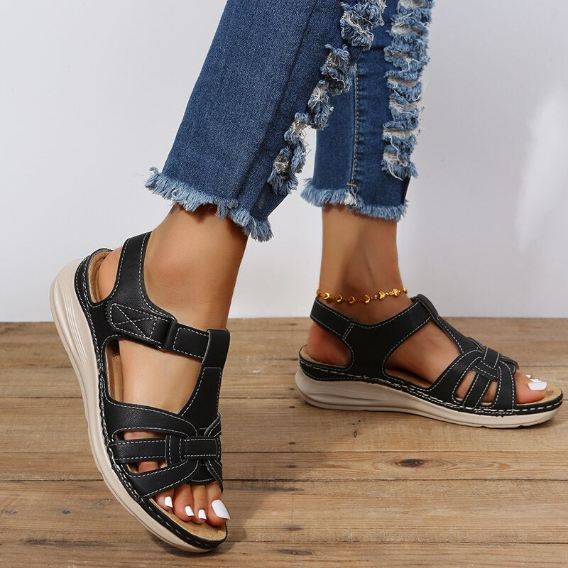 Orthopedic Arch Support Sandals Velcro Cutout Flat