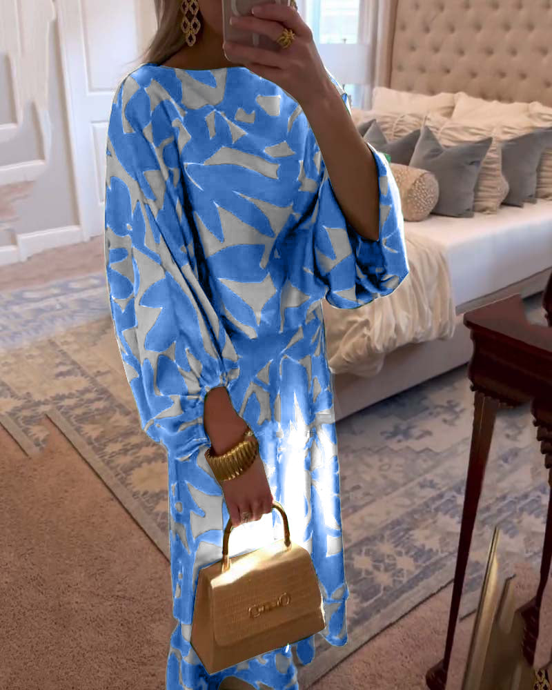 Ashley | Two-Piece Printed Set with Lantern Sleeves