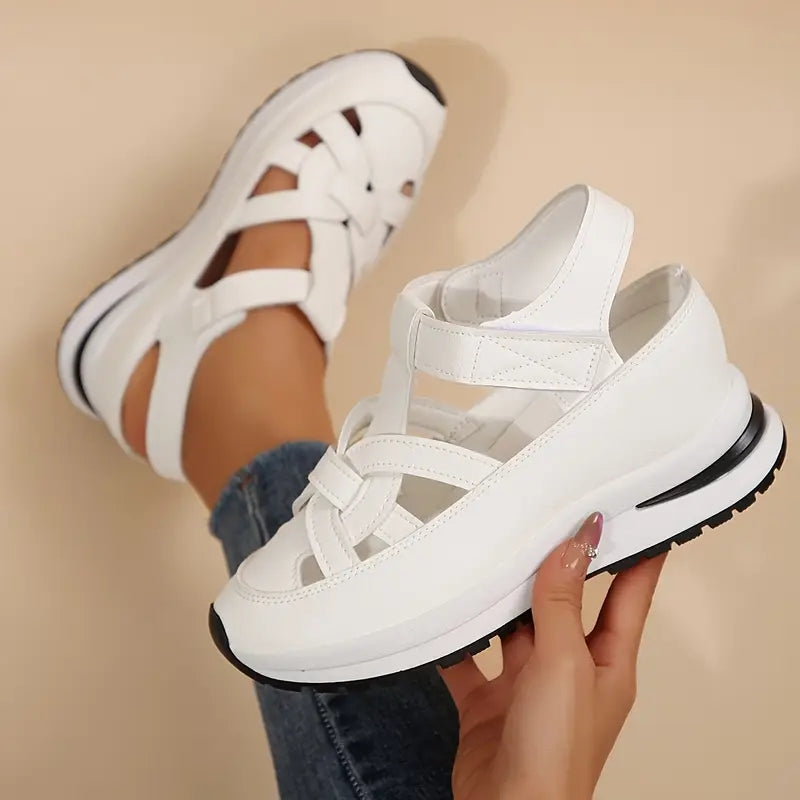 Women's Orthopedic Cutout Platform Sandals Velcro Closed Toe