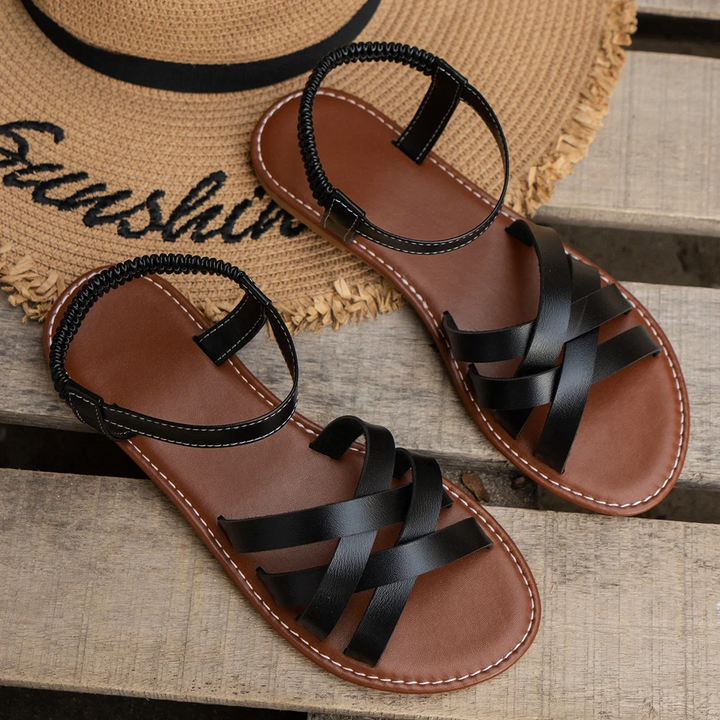 Women's Orthopedic Cross Strap Flat Ankle Strap Sandals