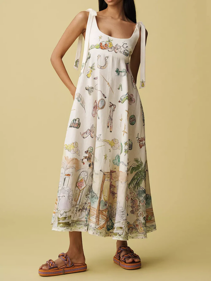 Ayla | Painted Ballet Tie Midi Dress
