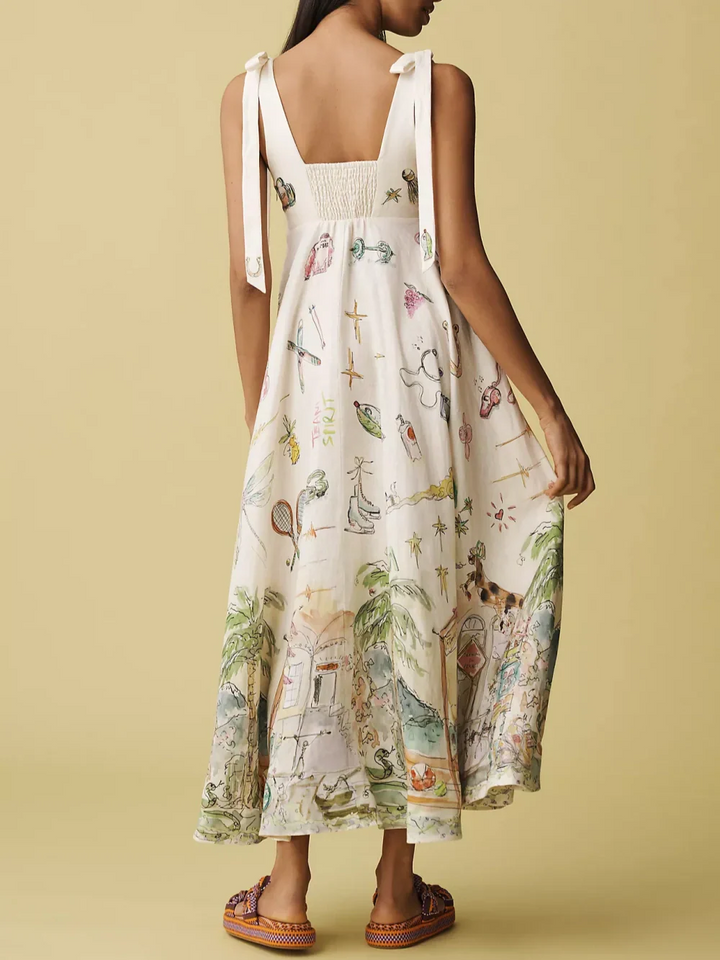 Ayla | Painted Ballet Tie Midi Dress