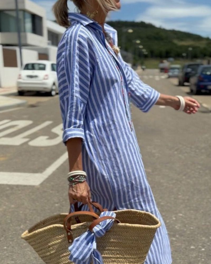 Sophia | Timeless Striped Shirt Dress