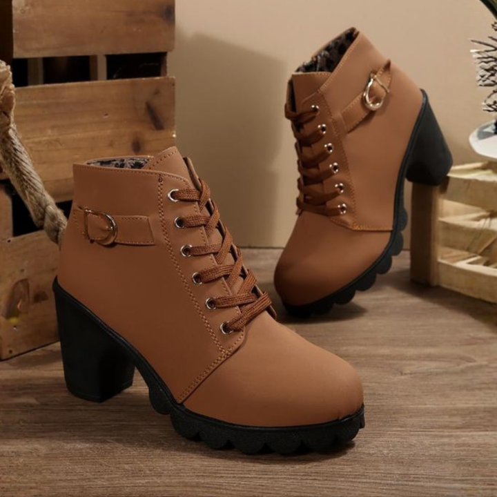 Demi | Chic Lace-Up Chunky Ankle Boots