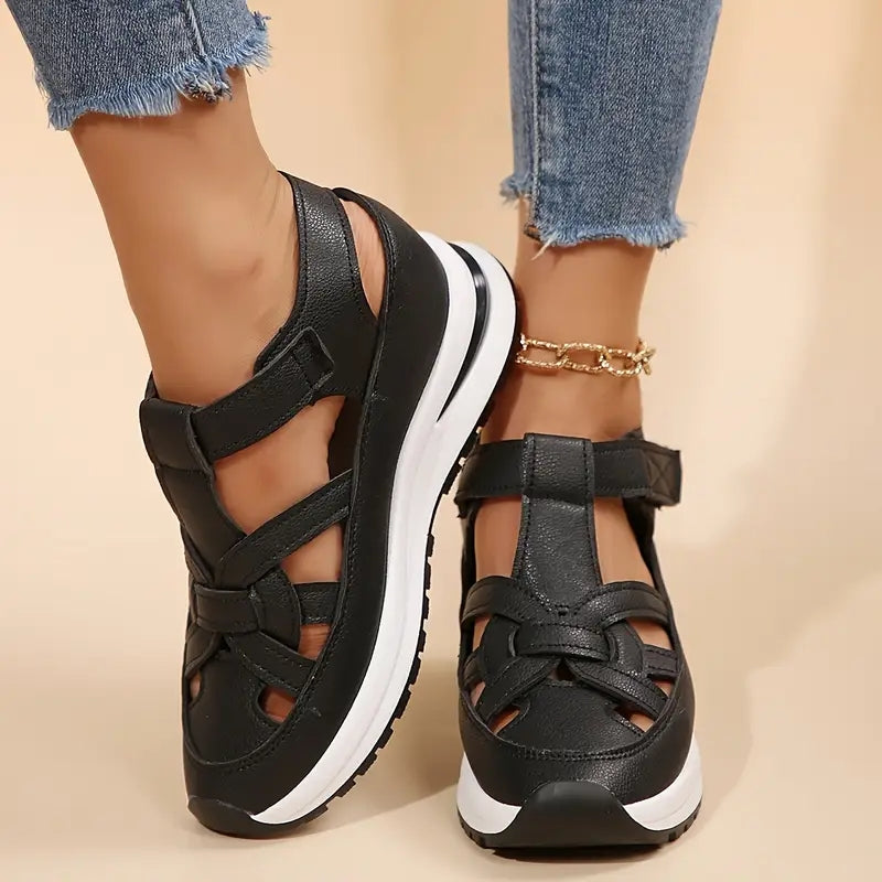 Women's Orthopedic Cutout Platform Sandals Velcro Closed Toe
