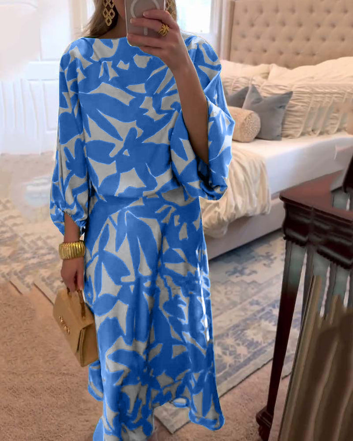 Ashley | Two-Piece Printed Set with Lantern Sleeves