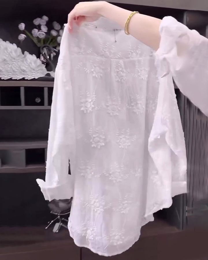 Anneliese | Floral Solid Color Shirt with Dropped Shoulders