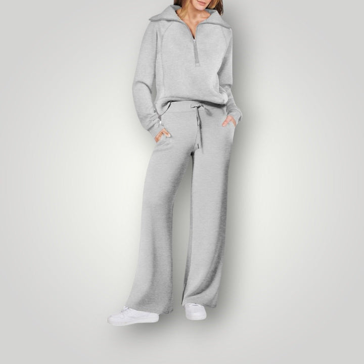 Luna | Women's Loungewear Set Half Zip Sweatshirt Wide Leg Pants