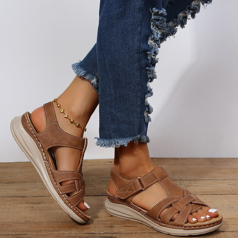 Orthopedic Arch Support Sandals Velcro Cutout Flat