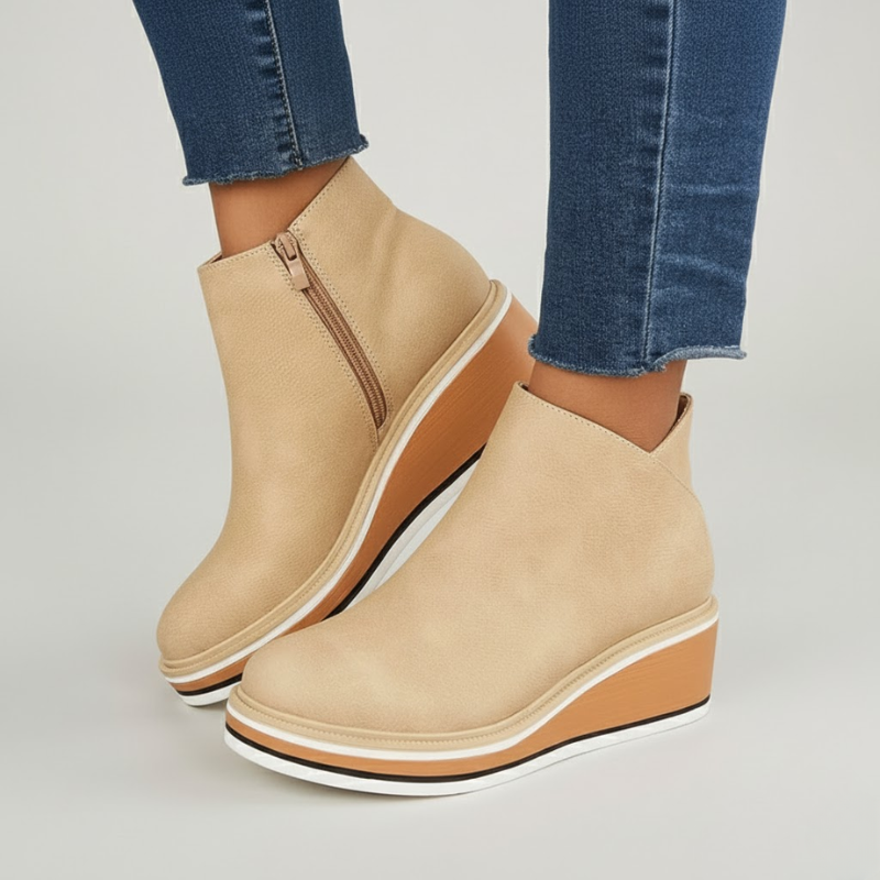 Veronica | Orthopedic Leather Wedge Boots