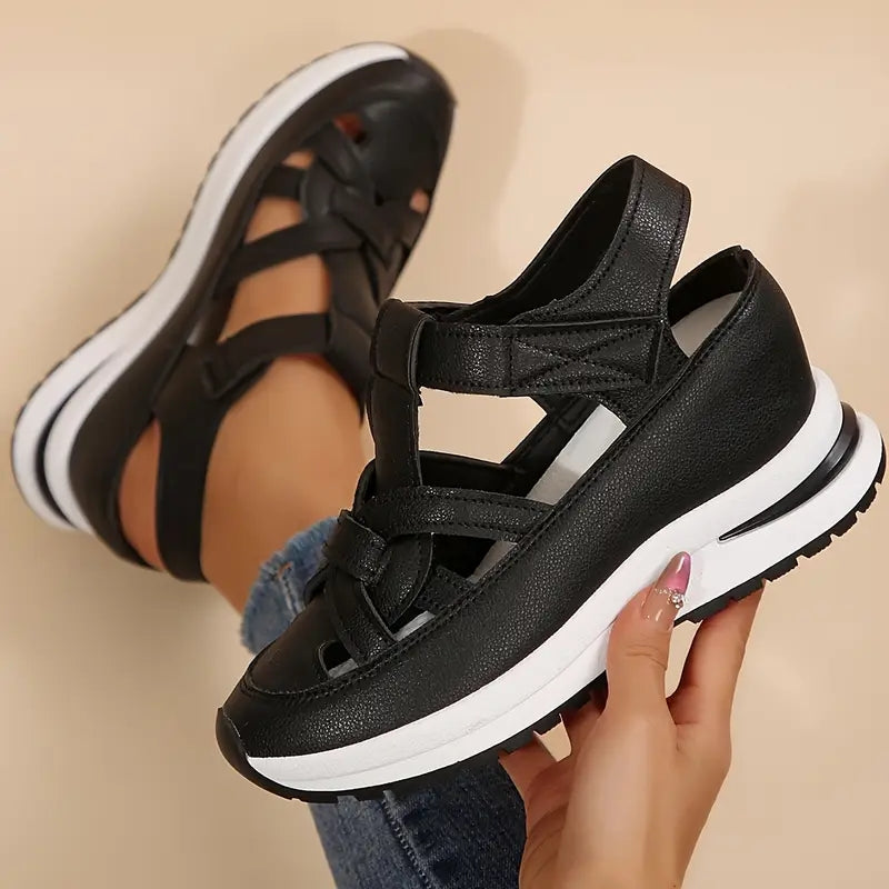 Women's Orthopedic Cutout Platform Sandals Velcro Closed Toe