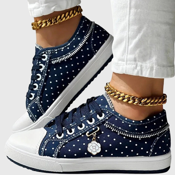 Women's Orthopedic Lace-Up Floral Mesh Detail Shoes