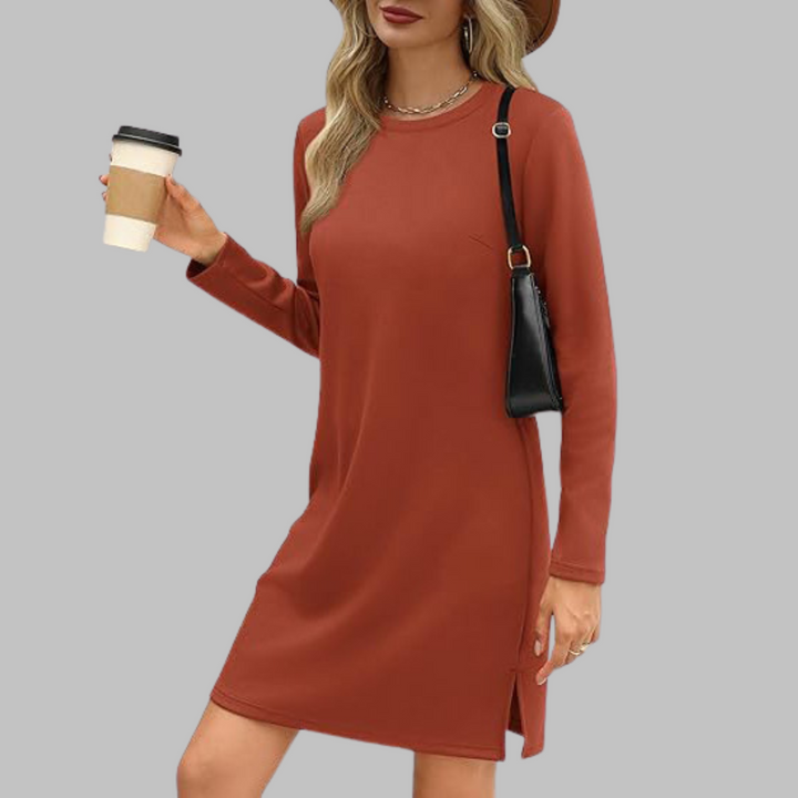 Alayah | Comfortable Long Sleeve Round Neck Dress
