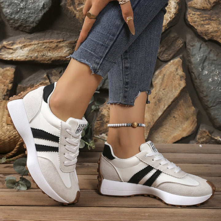 Women’s Lace-Up Sneakers with Low-Cut Design and Textured Sole