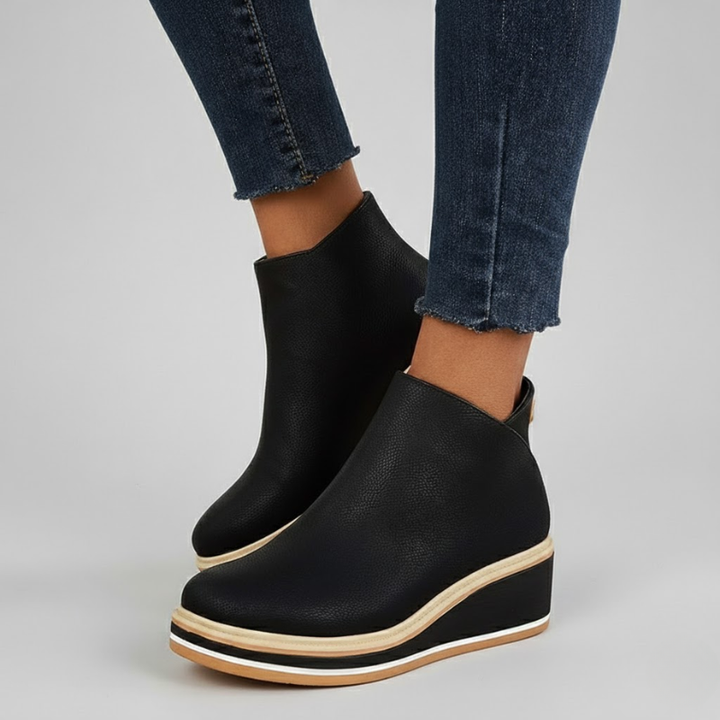 Veronica | Orthopedic Leather Wedge Boots