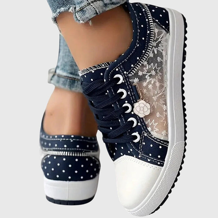 Women's Orthopedic Lace-Up Floral Mesh Detail Shoes