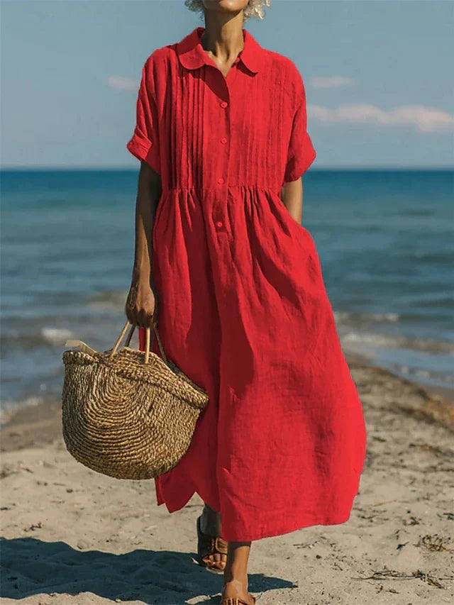 Veronica | Cotton Button Shirt Dress