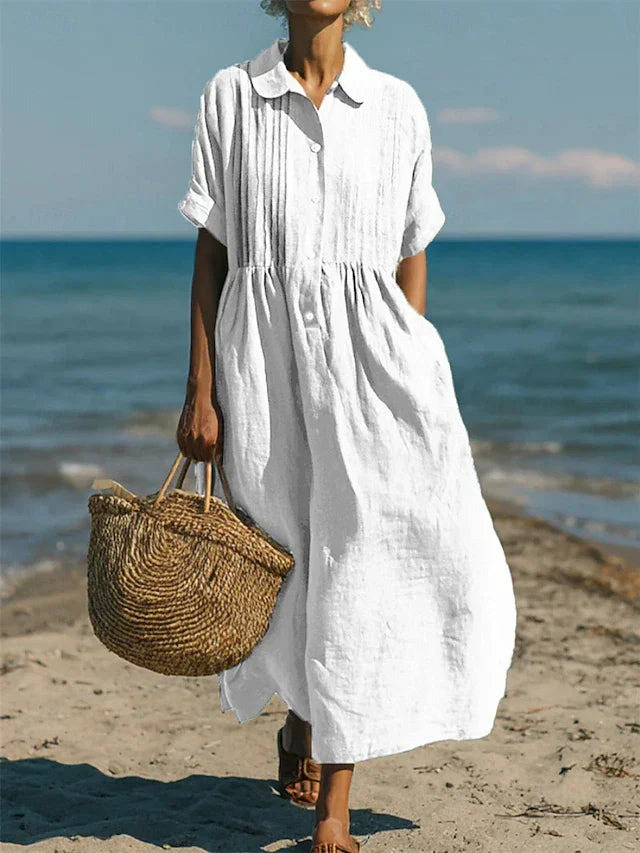Veronica | Cotton Button Shirt Dress