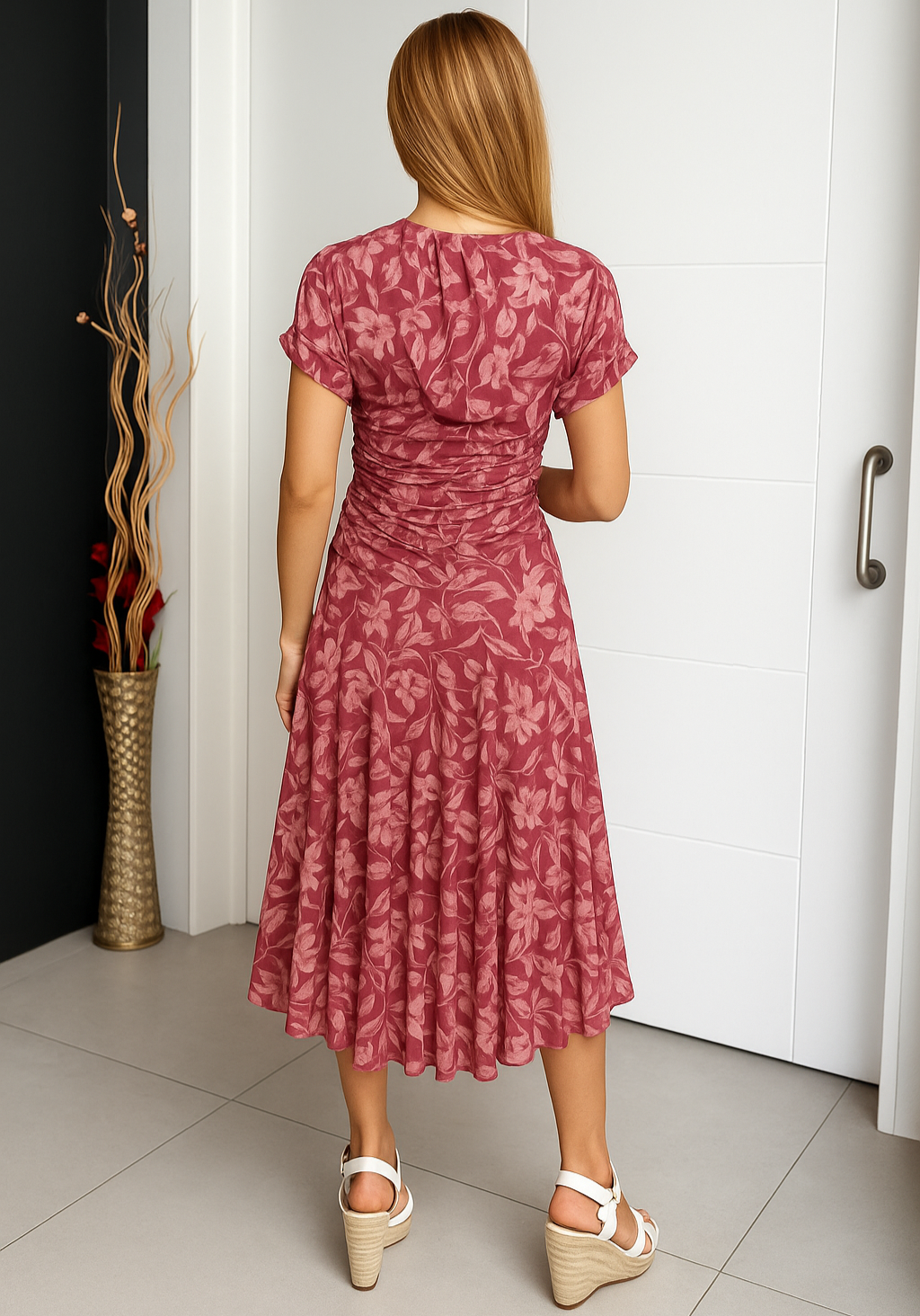 Anastasia | Off-Shoulder Midi Dress with Floral Print