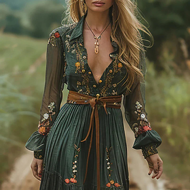 Selvara | Bohemian Floral Maxi Dress