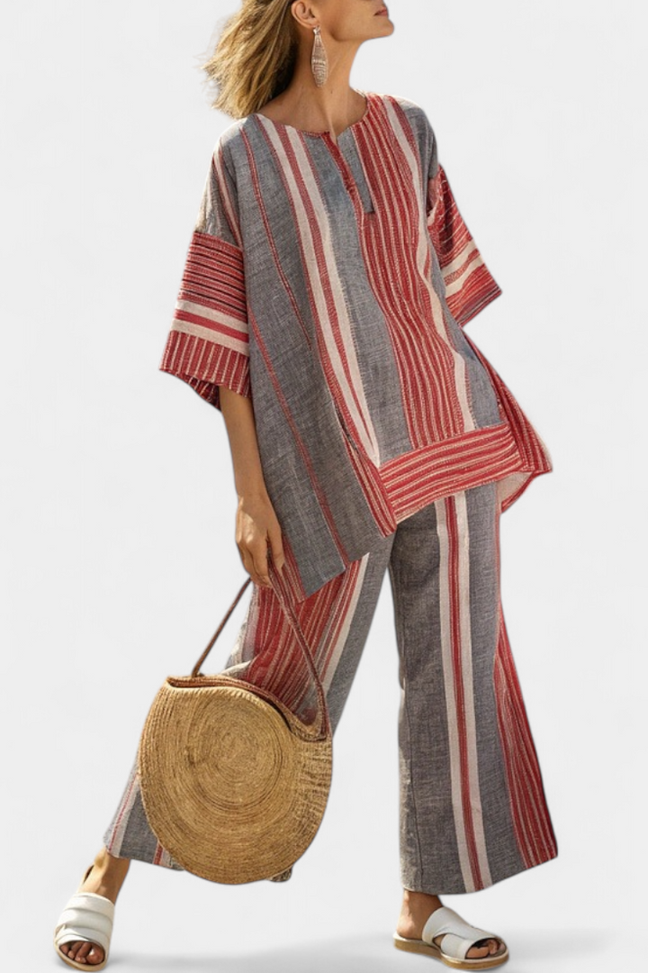 Veronica - elegant gray and wide-leg pants