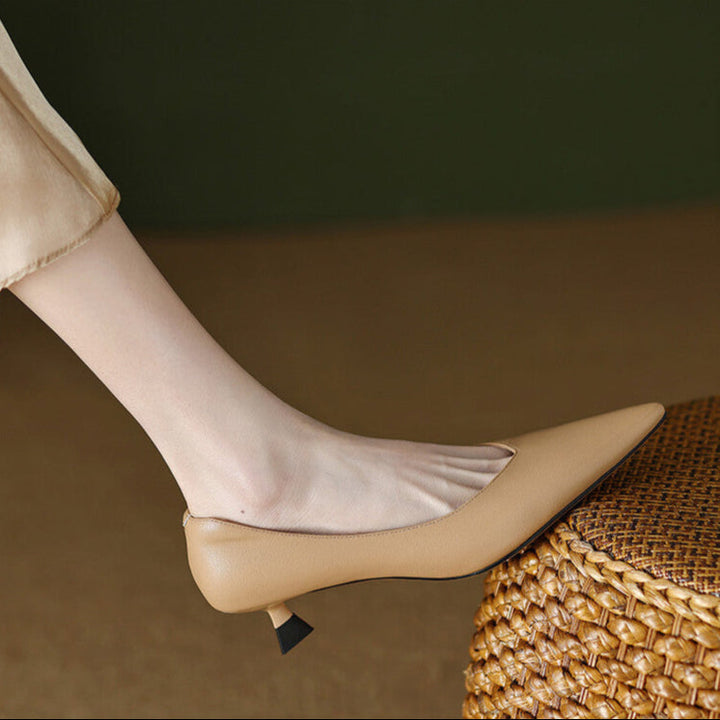 Camille | Women's Pointed Toe Pumps Low Kitten Heel Slip On Shoes