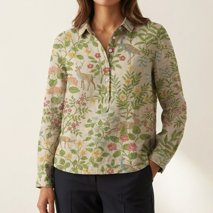 Veronica – Linen Patterned Shirt