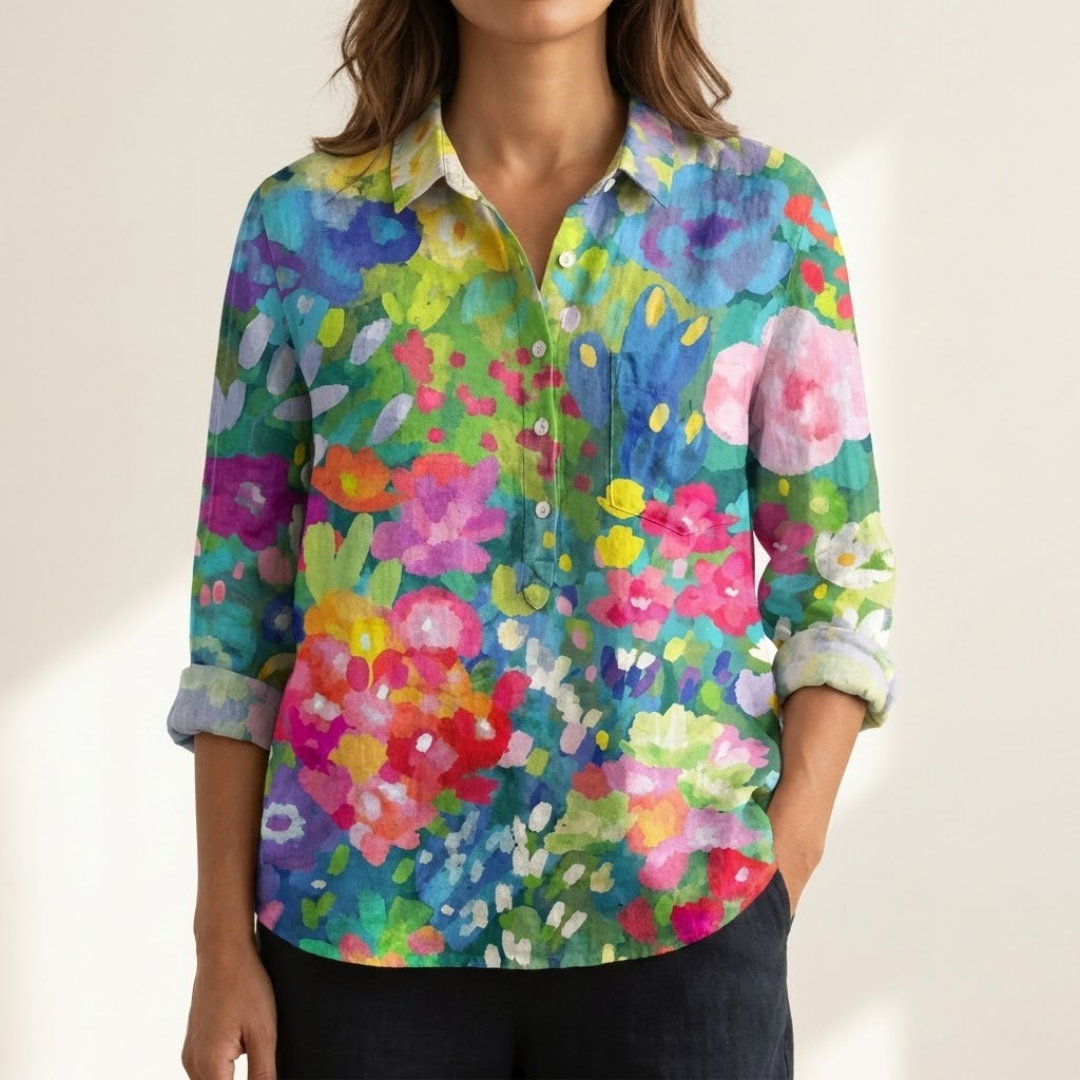 Veronica – Linen Patterned Shirt