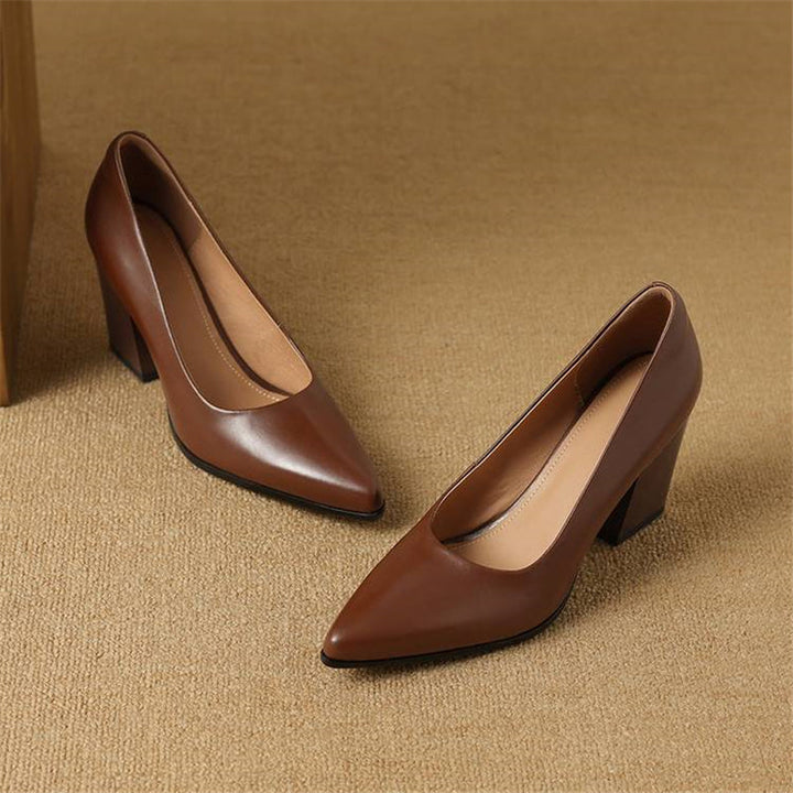 Venetia | Women's Block Heel Pumps Pointed Toe Slip On Work Heels