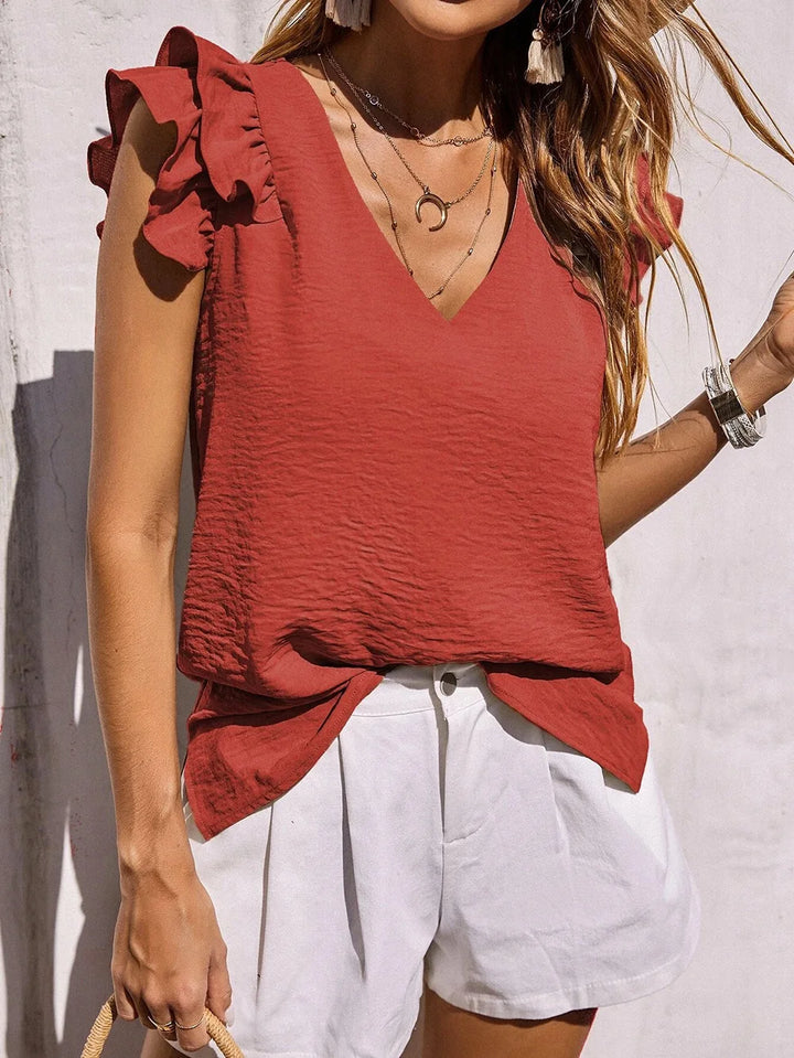 Lynette | Playful Ruffle Sleeve Summer Top
