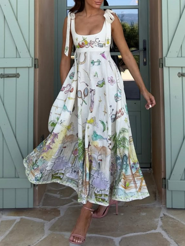 Ayla | Painted Ballet Tie Midi Dress