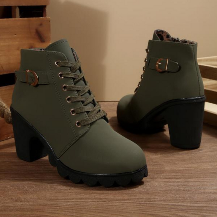 Demi | Chic Lace-Up Chunky Ankle Boots