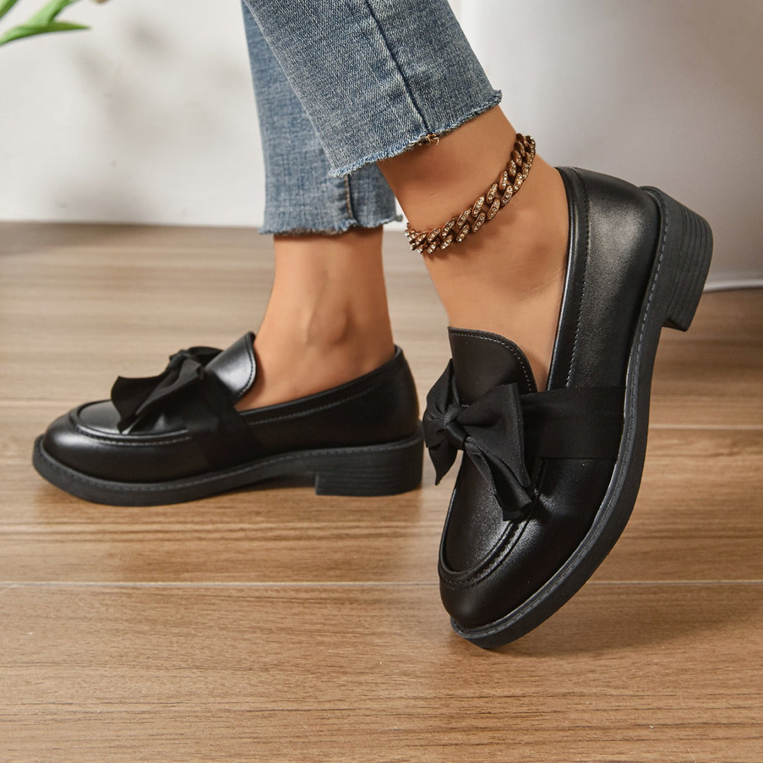 Women's Patent Bow Accent Moc Toe Loafers
